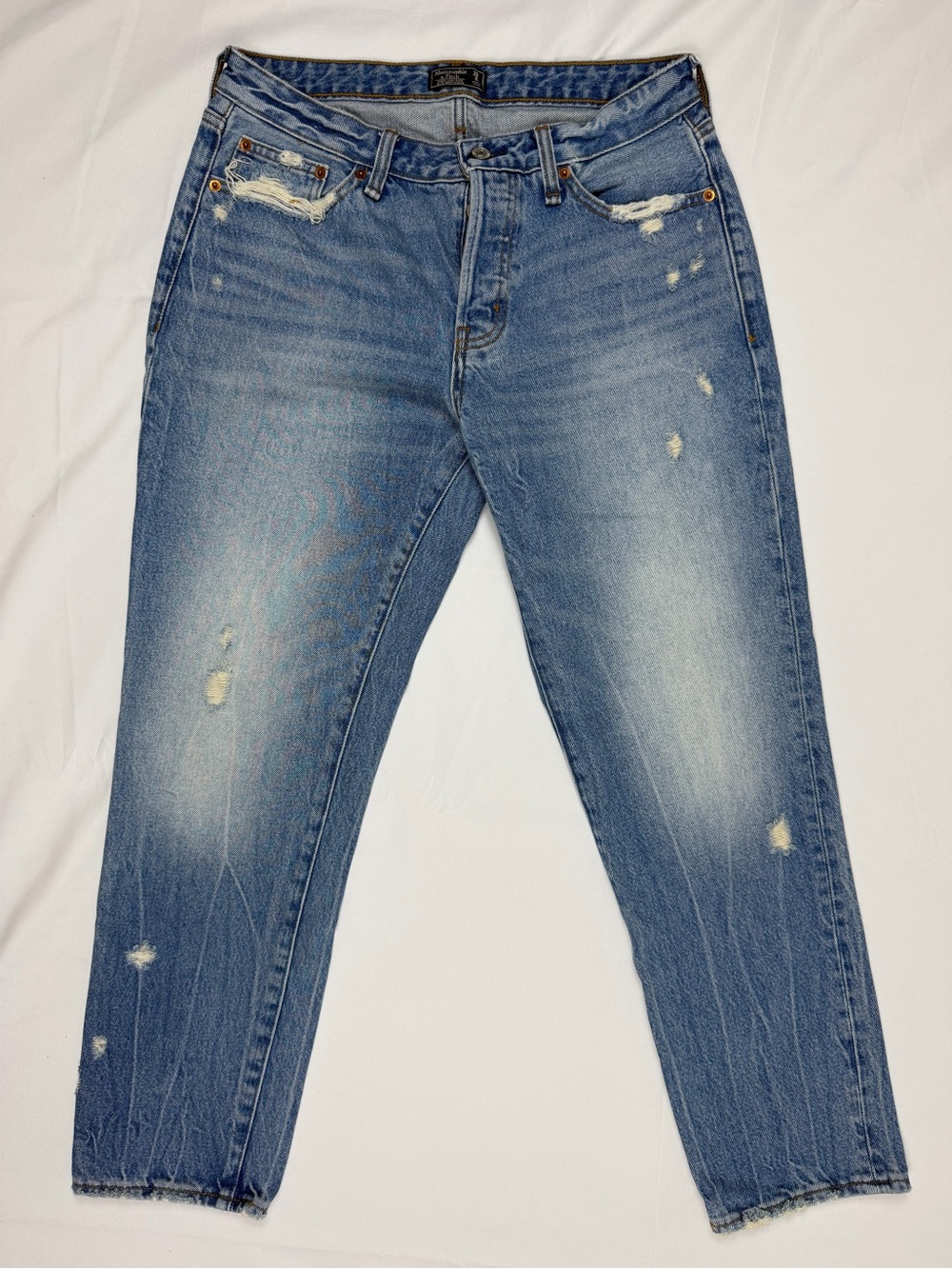 Abercrombie Ames Jeans 28 Low Rise Slim Boyfriend Distressed 100% Cotton Y2K